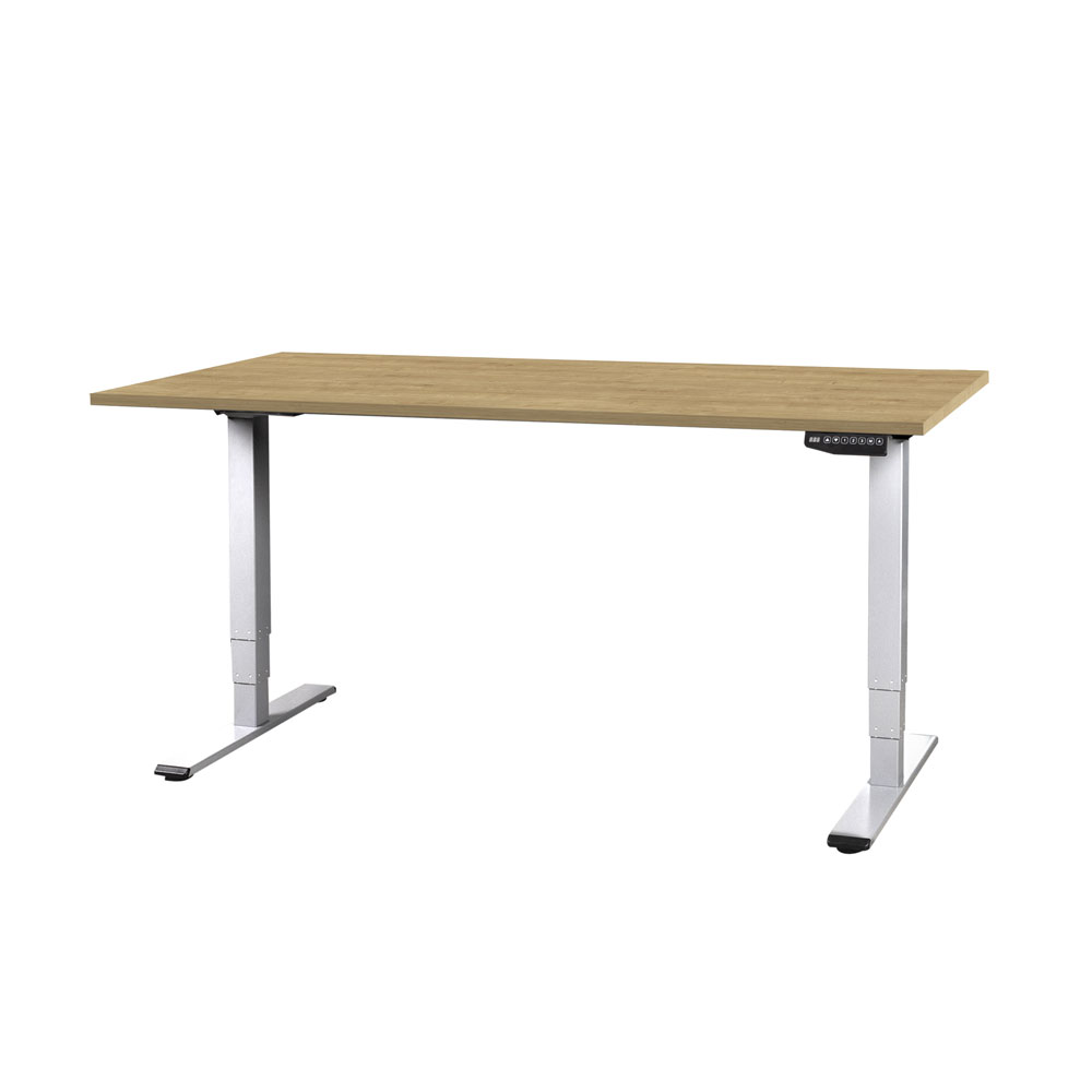 CONTINI höhenverstellbarer Bürotisch 1.8x0.8m Eiche / Gestell weiss RAL 9016