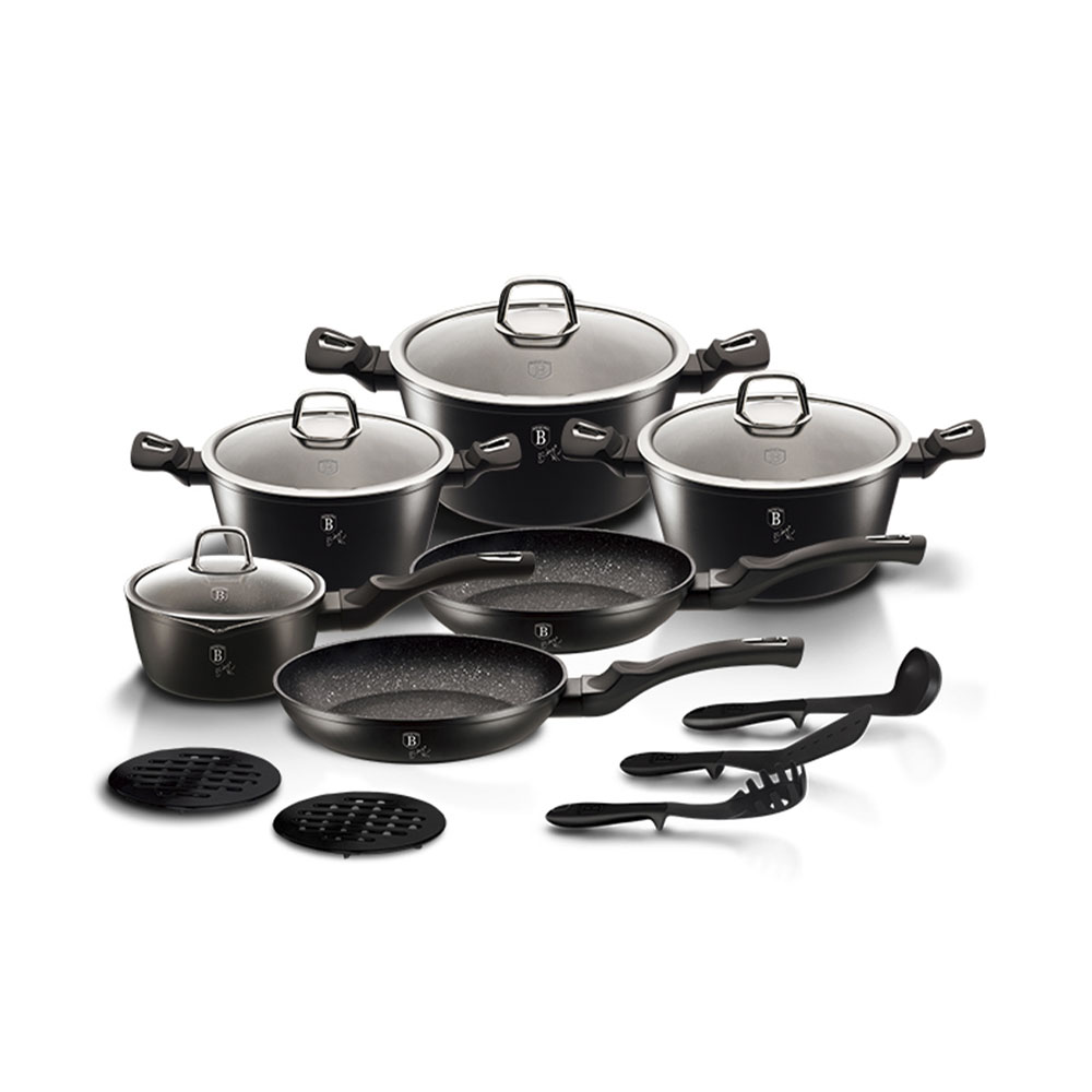 Berlinger Haus 15-teiliges Kochgeschirr-Set Black Silver Collection