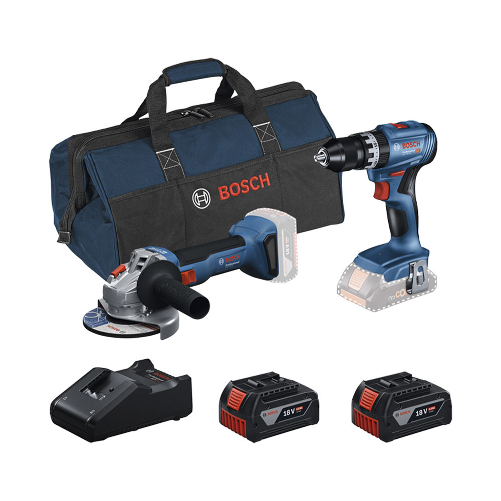 Bosch 2Tool Kit GSB 18V-45 + GWS 18V-8 + 2xGBA 4.0 Ah + GAL 18V-40 + Werkzeugtasche 0.615.V00.01Y