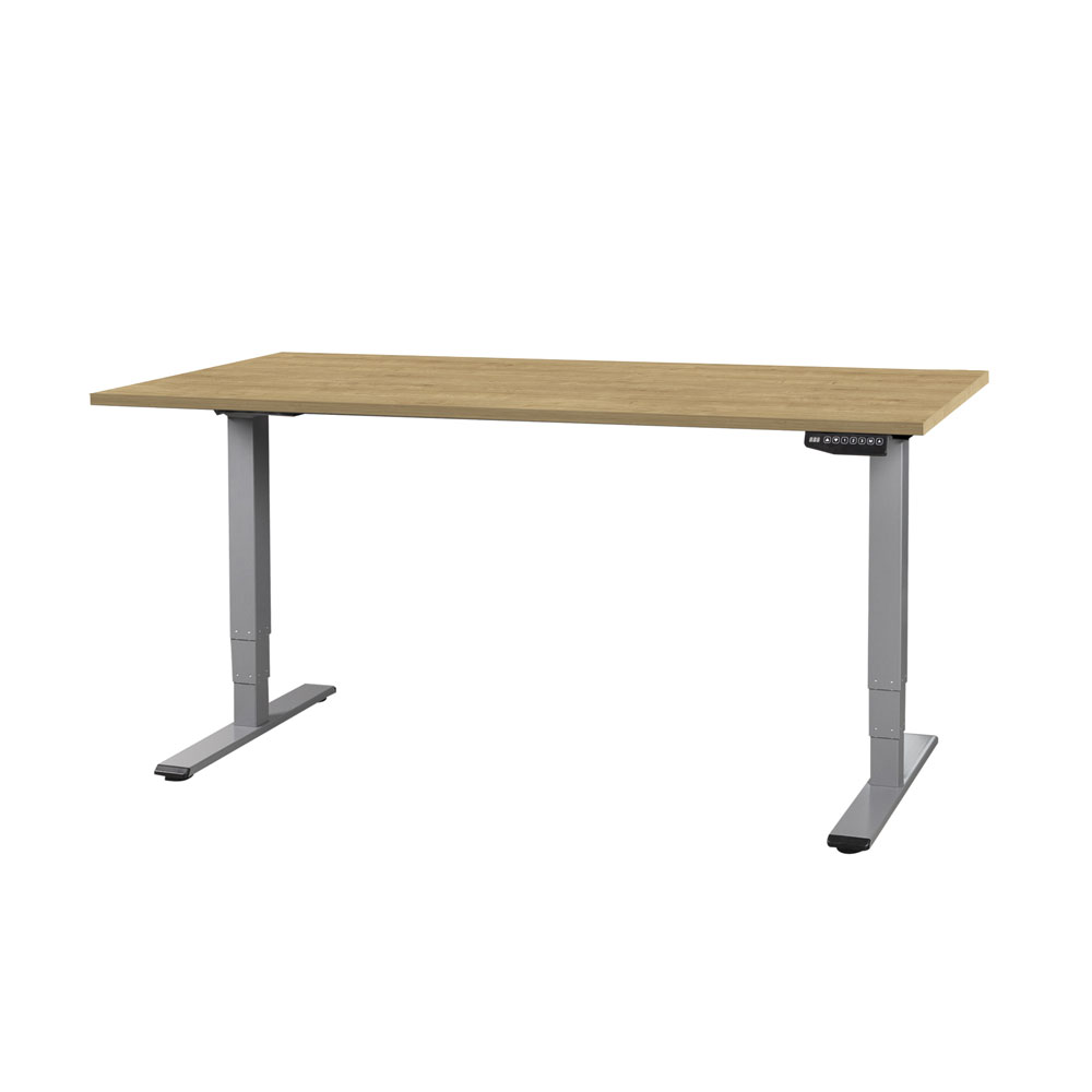 CONTINI höhenverstellbarer Bürotisch 2.0x0.9m Eiche / Gestell grau RAL 7045