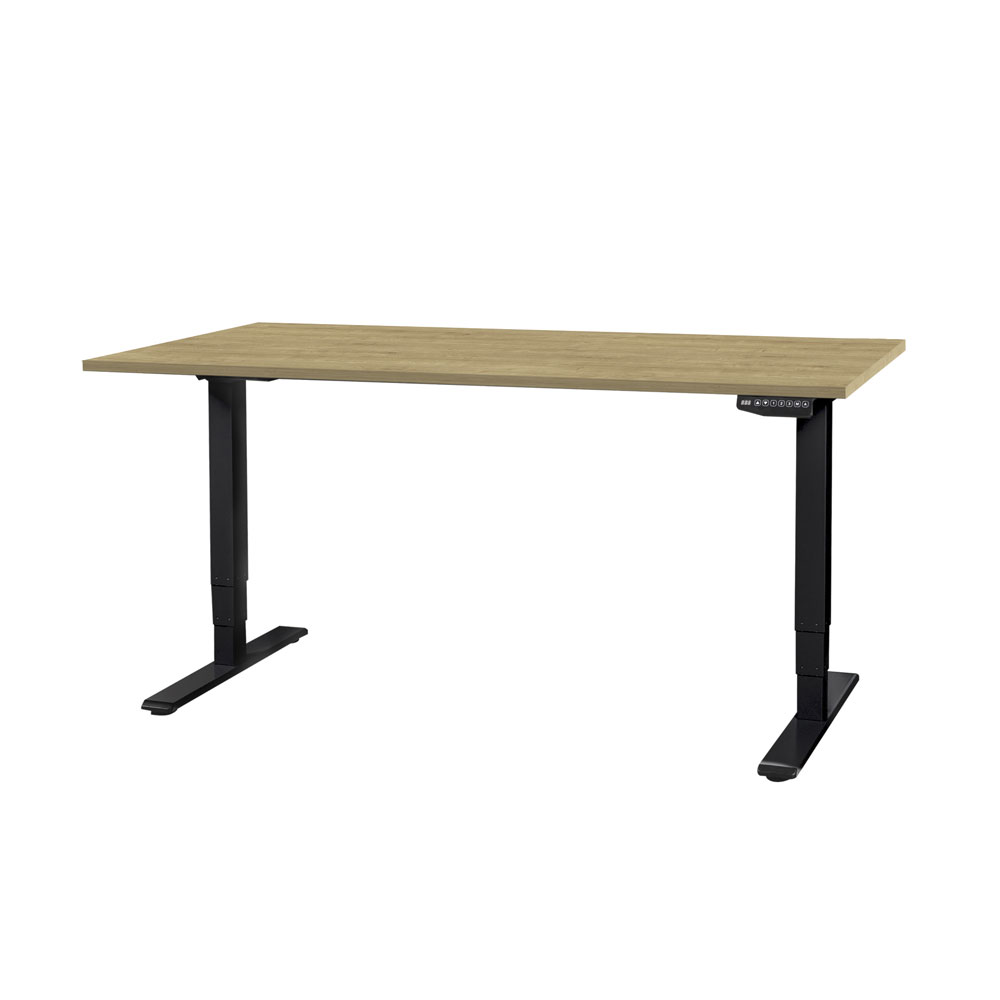 CONTINI höhenverstellbarer Bürotisch 1.4x0.8m Eiche / Gestell ET225E schwarz RAL 9005