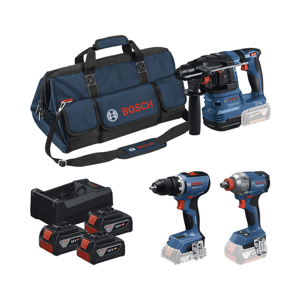 Bosch 3 Tool kit 18V GSR+GDX+GBH+3x5.0Ah+GAL 12V/18V-80 0.615.A50.093