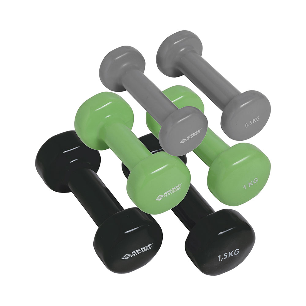 Schildkröt Vinyl Hantel Set im Kunststoffkoffer 2x 0.5kg/ 2x 1.0kg / 2x 1.5kg