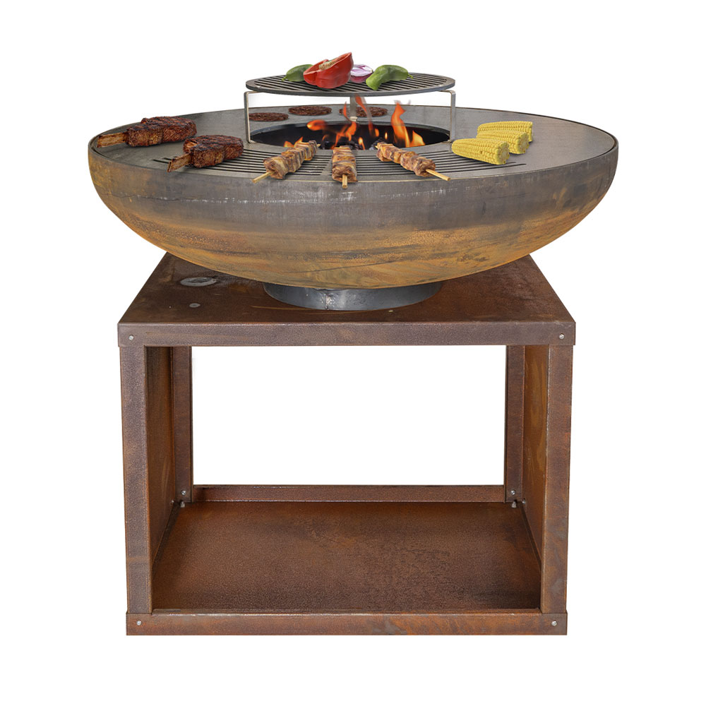 Mr.Grill Feuerschale Rusty 100cm mit Holzfach