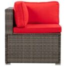 Eckteil Rattanlounge KRETA grau / rot