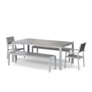 Tisch 200 cm + 2 Stühle + 2 Bänke, grau Tisch 200 cm + 2 Stühle + 2 Bänke, grau