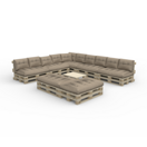 Palettenlounge LUGANO inkl. Kissen beige + Tisch