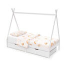 Kinderbett Tipi TENDA mit Schubladen weiss