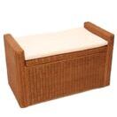 Sitzbank Rattan mit Stauraum und Kissen 88cm ~ honigfarben Sitzbank Rattan mit Stauraum und Kissen 88cm ~ honigfarben