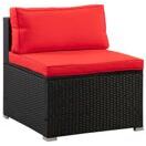Mittelteil Rattanlounge KRETA schwarz / rot