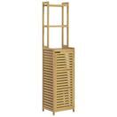 Badezimmerschrank 3 offene Fächer Kippschutz Bambus Naturholz Badezimmerschrank 3 offene Fächer Kippschutz Bambus Naturholz