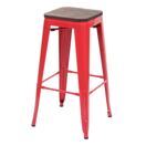 Barhocker Metall mit Holz-Sitzflächen Industriedesign ~ rot