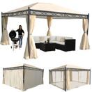 Pergola Cadiz 4x3m mit Seitenwand + Moskitonetz ~ creme