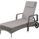 Rattan Sonnenliege Cassis - grau Rattan Sonnenliege Cassis - grau