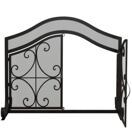 Kaminschutzgitter 105x805cm mit magnetischen Türen stabil Schwarz