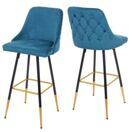 2x Barhocker Retro Design Samt Petrol 2x Barhocker Retro Design Samt Petrol