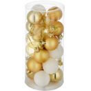 24er Set Weihnachtskugeln weiss/gold 24er Set Weihnachtskugeln weiss/gold