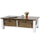 Couchtisch Tula, Holztisch 38x112x52cm 2 Körbe Couchtisch Tula, Holztisch 38x112x52cm 2 Körbe
