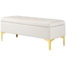 Sitzbank Samtoptik mit Stauraum 120x44x44.5cm Beige