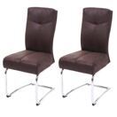 2x Esszimmerstuhl Freischwinger Textil Wildleder-Optik ~ braun 2x Esszimmerstuhl Freischwinger Textil Wildleder-Optik ~ braun