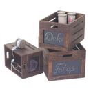 3er Set Shabby-Chic Holzkiste mit Tafel ~ Vintage braun