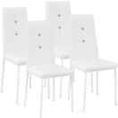 4 Esszimmerstühle, Kunstleder mit Glitzersteinen - weiss 4 Esszimmerstühle, Kunstleder mit Glitzersteinen - weiss