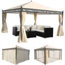 Pergola Cadiz 4x4m mit Seitenwand + Moskitonetz ~ creme Pergola Cadiz 4x4m mit Seitenwand + Moskitonetz ~ creme
