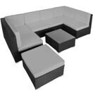 Rattan Lounge Venedig - schwarz/grau