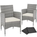 2 Rattanstühle + 4 Sitzbezüge hellgrau/creme 2 Rattanstühle + 4 Sitzbezüge hellgrau/creme