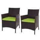 2x Poly-Rattan Gartensessel (braun-meliert, grün) 2x Poly-Rattan Gartensessel (braun-meliert, grün)