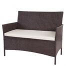 Poly-Rattan Gartenbank Halden braun-meliert Kissen creme Poly-Rattan Gartenbank Halden braun-meliert Kissen creme