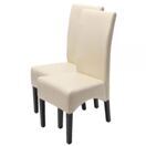 2x Esszimmerstuhl LEDER ~ creme dunkle Beine 2x Esszimmerstuhl LEDER ~ creme dunkle Beine