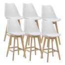 6er-Set Barhocker Barstuhl mit Rückenlehne Lublin Weiss