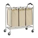 Wäschesammler 3 Fächer 138L silber/beige