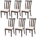 6x Esszimmerstuhl, Küchenstuhl, Massiv-Holz ~ dunkles Gestell beige 6x Esszimmerstuhl, Küchenstuhl, Massiv-Holz ~ dunkles Gestell beige