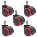 5x Hartbodenrollen Bürostuhl-Rollen 150kg belastbar 50mm rot