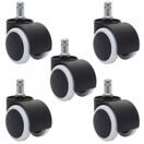 5x Hartbodenrollen Bürostuhl-Rollen 150kg belastbar 50mm weiss
