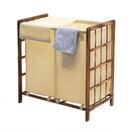 Wäschekorb Massiv-Holz 2 Fächer 60x60x33cm 68l