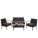 Balkon Sitzgruppe Poly-Rattan 7tlg. Garnitur-Lounge braun, Kissen dunkelgrau Balkon Sitzgruppe Poly-Rattan 7tlg. Garnitur-Lounge braun, Kissen dunkelgrau