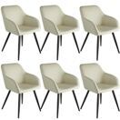 6er Set Stuhl Marilyn Stoff, schwarze Stuhlbeine crème/schwarz
