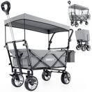 Faltbarer Bollerwagen mit Dach Grau