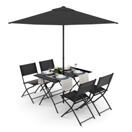 Gartenmöbel Set FILIPPO mit Sonnenschirm schwarz