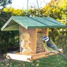 Vogelhaus Futterküche wetterfest aus Holz & mit Dach zum Befüllen
