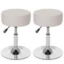 2x Hocker Sitzhocker höhenverstellbar Ø 35cm Kunstleder, creme