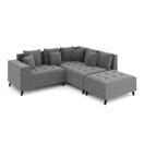 Ecksofa Samt mit Ottomane ELINA rechts anthrazit Ecksofa Samt mit Ottomane ELINA rechts anthrazit