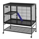 Kleintierkäfig mit Rollen 92 x 58 x 100 cm schwarz