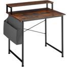 Schreibtisch mit Ablage und Stofftasche Industrial dunkelbraun 80 cm