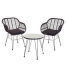 Balkon-Set Rattan 2x Stuhl und Tisch anthrazit