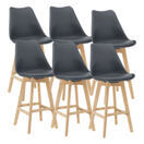 6er-Set Barhocker Barstuhl mit Rückenlehne Lublin Grau