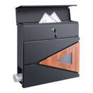 Briefkasten Schönburg 37x37x11cm Stahl Anthrazit/Holzoptik Briefkasten Schönburg 37x37x11cm Stahl Anthrazit/Holzoptik